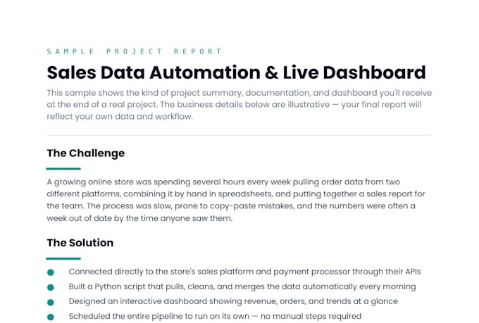 build python automation tools API integrations and live dashboards